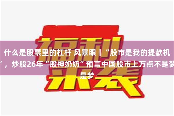 什么是股票里的杠杆 风暴眼丨“股市是我的提款机”，炒股26年“股神奶奶”预言中国股市上万点不是梦