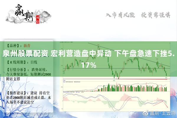 泉州股票配资 宏利营造盘中异动 下午盘急速下挫5.17%